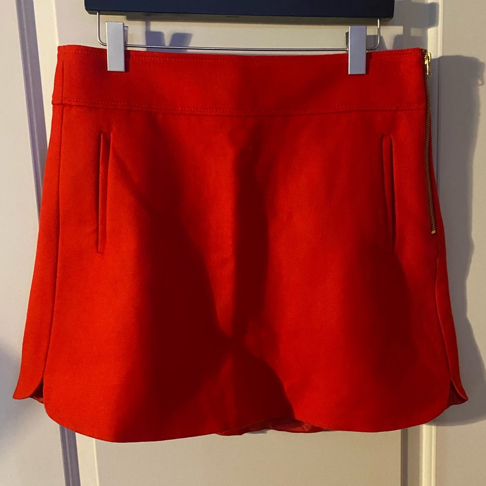 J Crew Red Wool Mini Skirt